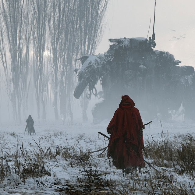 Jakub Rozalski style, Midjourney V8.2, render 1 of 4