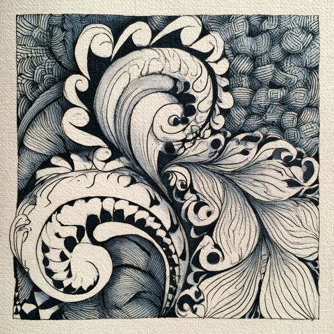 Zentangle style (Techniques), Midjourney V8.2